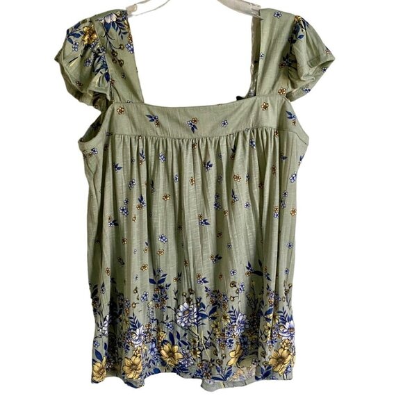 Absolutely Famous Floral Cold Shoulder Top Tie in Back Women's Size Medium - Picture 1 of 10